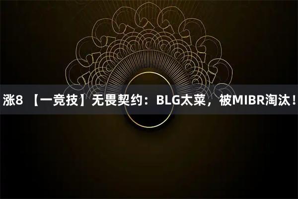 涨8 【一竞技】无畏契约：BLG太菜，被MIBR淘汰！