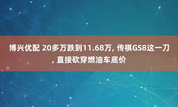 博兴优配 20多万跌到11.68万, 传祺GS8这一刀, 直接砍穿燃油车底价
